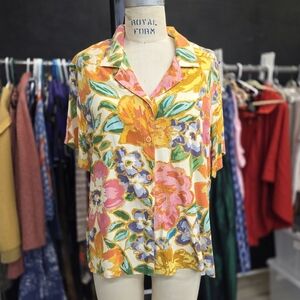 Jams World Yellow Orange Boxy Button Down Shirt